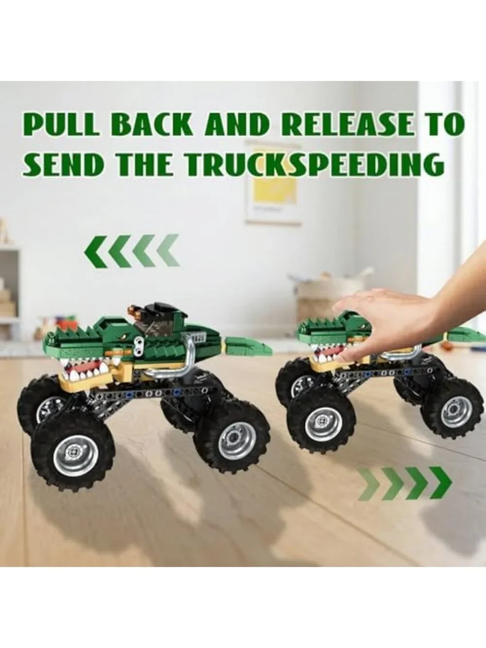 Monster Crocodile Truck Toy for Kids - Fun Building Set for Boys & Girls, Green